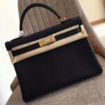 Black Clemence Replica Hermes Kelly Retourne 32cm Classic Purse