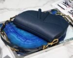 Dior Saddle Bag Imitation in Indigo Blue Grained Calfskin - Image 8