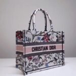 Dior Medium Book Tote Bag Fake in Multicolor Rosa Mutabilis Embroidery - Image 6