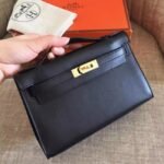Black Swift Top Replica Luxury Hermes Kelly Pochette Minimalist Clutch