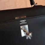 Black Epsom Fake Hermes Kelly 25cm Sellier Structured Purse - Image 7