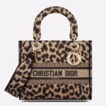 Dior Lady D-Lite Medium Bag Replica in Beige Multicolor Mizza Embroidery