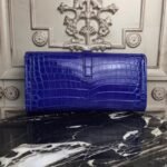 Blue electric crocodile leather replica Hermes Jige Elan clutch bag - Image 5