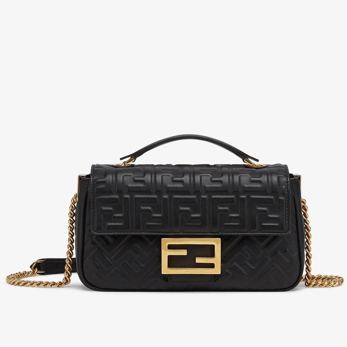 016A1547-B061-C3CC-4624-C7A4DC8CE1E4.jpg Top Quality Fake Fendi Baguette Chain Midi Bag In Black - Image 1