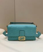 Top Quality Replica Fendi Large Baguette Bag In Blue FF - Image 7