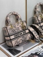 Dior Lady D-Lite Medium Bag Knockoff in Powder Jardin Botanique Embroidery - Image 7