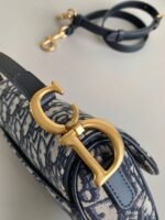 Dior Mini Saddle Bag Fake with Strap in Blue Oblique Jacquard - Image 10