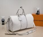 Louis Vuitton Taiga Leather Keepall Bandouliere 50 Travel Bag In White - Image 2