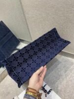 Dior Large Book Tote Bag Knockoff in Blue Cannage Embroidered Velvet - Image 8