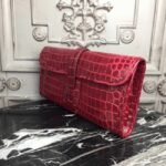 Top luxury dark red crocodile leather replica Hermes Jige Elan clutch bag - Image 7