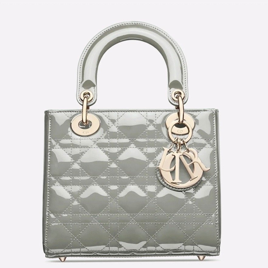 037920F8-FC65-8ED8-7E47-898CA9243B47.jpg Dior Small Lady Dior Bag Replica in Grey Patent Cannage Calfskin - Image 1