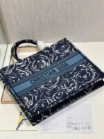Dior Large Book Tote Bag Replica in Blue Dior Roses Embroidery - Image 4