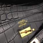Black Crocodile Replica Hermes Kelly Cut Clutch Exotic Skin Bag - Image 6