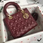 Dior Lady Dior Medium Bag Replica in Bordeaux Lambskin - Image 8