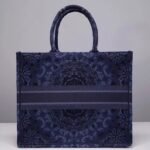Dior Large Book Tote Bag Fake in Blue KaleiDiorscopic Embroidered Cotton - Image 2