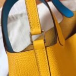 Yellow bicolor luxury copy Hermes Picotin Lock 18cm handbag - Image 5