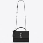 Knockoff Saint Laurent Sunset Medium Top Handle Bag Noir Calfskin