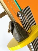 Replica Saint Laurent Puffer Small Chain Bag Army Green Lambskin - Image 3