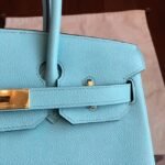 Blue Atoll Color Faux Designer Hermes Birkin 35cm Handbag - Image 6