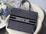 Dior Large Book Tote Bag Replica in Blue Oblique Embroidered Velvet - Image 5