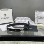 Chanel Red Patent Leather CC Logo Belt