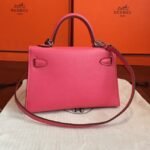 Rose Lipstick Chevre Faux Designer Hermes Kelly 20CM Bag - Image 7