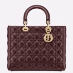 Dior Lady Dior Large Bag Fake in Bordeaux