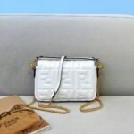 White FF Logo Fendi Medium Baguette Replica Bag - Image 7