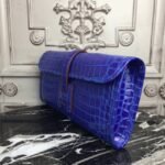 Blue electric crocodile leather replica Hermes Jige Elan clutch bag - Image 8