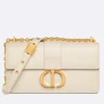 Dior 30 Montaigne East-West Bag with Chain Fake in White Calfskin