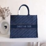 Dior Large Book Tote Bag Imitation in Denim Blue Dior Oblique Canvas