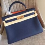 Sapphire Clemence Replica Hermes Kelly Retourne 32cm Deluxe Handbag