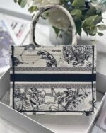 Dior Small Book Tote Bag Faux in White Toile de Jouy Zodiac Embroidery - Image 7