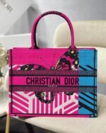 Dior Medium Book Tote Bag Fake in Pink D-Jungle Pop Embroidery - Image 3