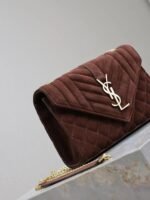 Saint Laurent Envelope Triquilt Small YSL Shoulder Bag in Suede - Image 6