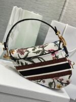 Dior Saddle Bag Fake in White Multicolor Dior Petites Fleurs Embroidery - Image 7