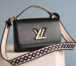 Louis Vuitton Epi Leather Twist MM Handbag In Black With Embroidered Strap - Image 2