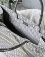Dior Large Book Tote Bag Replica in Grey Dior Oblique Embroidery - Image 2