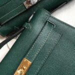 Malachite Epsom AAA Replica Hermes Kelly Pochette Green Toned Purse - Image 2