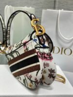 Dior Saddle Bag Fake in White Multicolor Dior Petites Fleurs Embroidery - Image 2