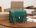 Replica Bvlgari Serpenti Forever Medium Shoulder Bag Green Calfskin - Image 9