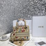 Dior Lady D-Lite Medium Bag Replica in Hibiscus Metallic Thread Embroidery - Image 3