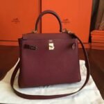 Bordeaux Clemence Replica Hermes Kelly 25cm Retourne Tote - Image 2