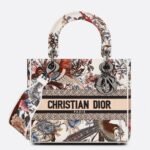 Dior Lady D-Lite Medium Bag Imitation in White Jardin d Hiver Embroidery