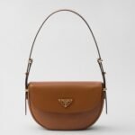 Prada Arque Shoulder Bag with Flap Fake in Brown