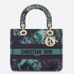 Dior Lady D-Lite Medium Bag Replica in Blue Toile de Jouy Voyage Embroidery