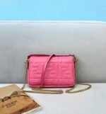 Top Quality Faux Fendi Small Baguette Bag In Pink FF - Image 6