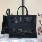 Dior Large Book Tote Bag Knockoff in Black Mesh Embroidery - Image 3