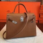 Brown Epsom Knockoff Hermes Kelly 32cm Sellier Classic Purse - Image 3