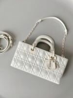 Dior Lady D-Joy Medium Bag Knockoff in White Calfskin with Diamond Motif - Image 11